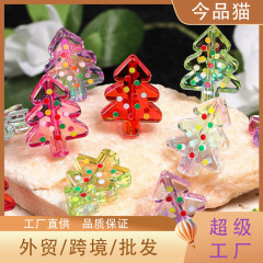 クロスボーダーアクリル両面水玉透明クリスマスツリービーズ DIY 携帯電話チェーンビーズペンジュエリーアクセサリールースビーズ