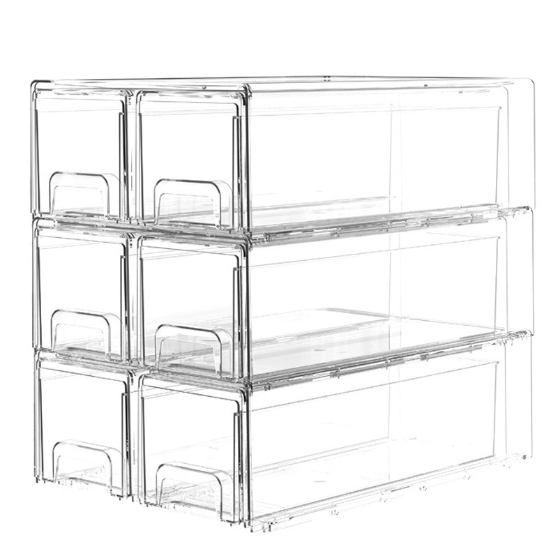Caja de almacenamiento de plástico cosmético de escritorio transparente de gran capacidad para ropa juguetes ropa interior caja de almacenamiento tipo cajón
