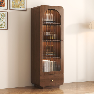 Retro Medieval Glass Sideboard Wine Cabinet Display Storage Wall-Mounted Home Living Room Cabinet Tv Cabinet Narrow Cabinet Storage