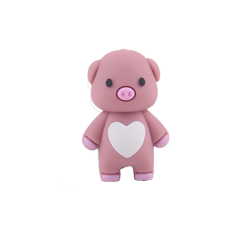 Spot venta caliente 3d cuentas de silicona tridimensional animales lindos con cuentas de mordedor de dibujos animados cerdo cuentas de silicona al por mayor