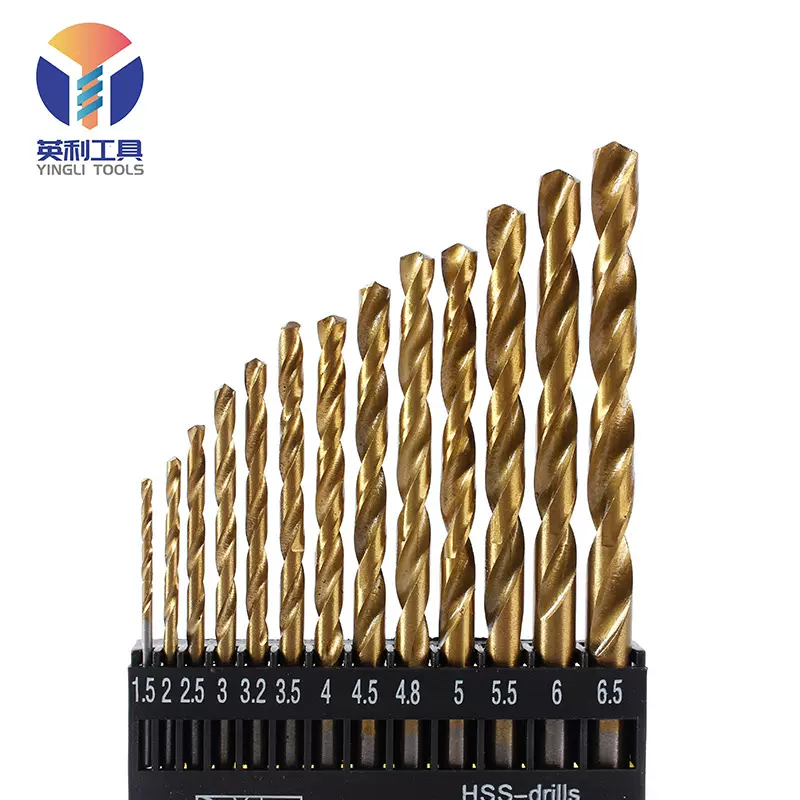 13pc镀钛麻花钻头钻铁皮木板塑料手电钻开孔木工工具