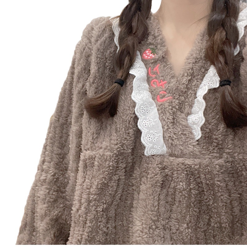 Simple felpa pijamas para niñas otoño e invierno nuevo estilo coreano ins manga larga más tamaño 200kg desgaste del hogar