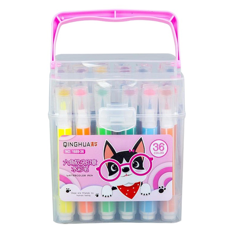 1689 sello hexagonal cabeza suave pluma de acuarela estudiante pintura creativa de doble uso cepillo lavable traje de pluma de acuarela