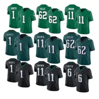 НФЛ Иглс Джерси № 1 Hurts № 26 Barkley 62 Kelce вышитая оливковая одежда для внешней торговли