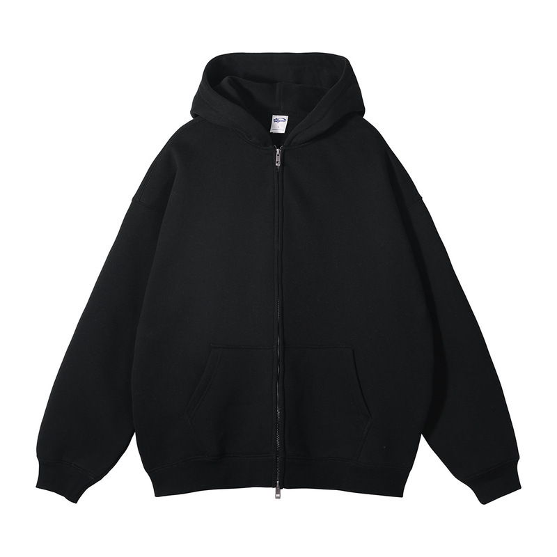 In-Stock Autumn and Winter Fleece-Lined Hooded Sweatshirt for Men, Ins Style, Loose Fit, Plus Size, Solid Color Jacket, European and American Trendy Zip-Up Hoodie In-Stock Autumn and Winter Fleece-Lined Hooded Sweatshirt for Men, Ins Style, Loose Fit, Plus Size, Solid Color Jacket, European and American Trendy Zip-Up Hoodie