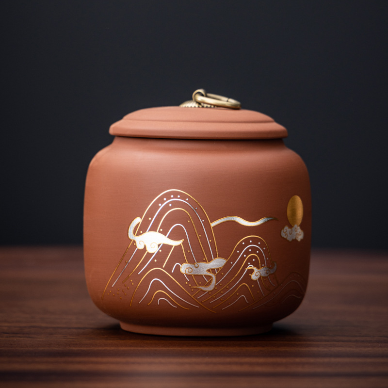 Nueva olla de té de gres cerámica tamaño pequeño té negro pu'er oolong té olla de almacenamiento capacidad de 140g al por mayor