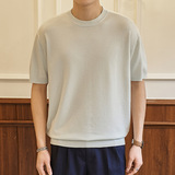 ZY8103C-MW通勤百搭夏季时尚简约T恤美式纯色圆领针织短袖，男装针织衫/毛衣，星座614