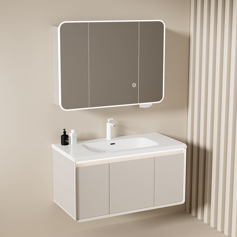 Mueble de baño combinación crema de cerámica pequeño apartamento integrado balcón lavabo de baño de almacenamiento