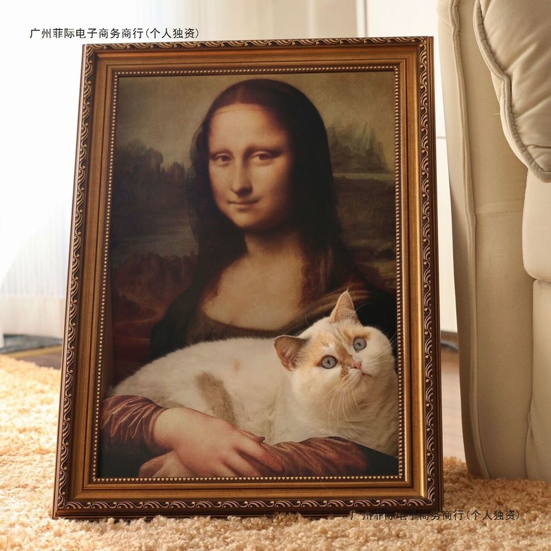 蒙娜丽莎猫窝猫抓板一体世界名画框猫咪玩具封闭式猫窝油画猫房子|undefined