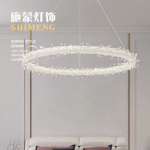 French-style light luxury modern minimalist living room dining room bedroom lighting decor popular ring light crystal light