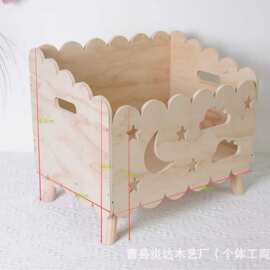 木质儿童书架婴儿用品收纳箱木制可拆卸收纳袋家用玩具收纳盒