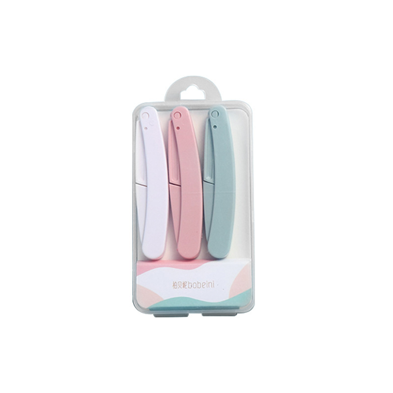 Cuchillo de cejas Bai Beini Cuchillo de cejas Tres juegos Cuchillo de afeitar Cuchillo de cejas plegable Cuchillo de cejas para damas Herramientas de belleza Cuchillo de cejas
