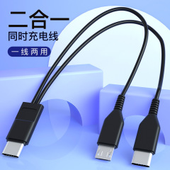 TYPE-Cオス充電線c口配機線一分二延長線0.2メートル1メートル充電宝線マイクロ