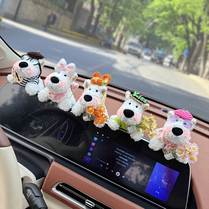 Pantalla de control central de automóviles adorable muñeca West Highlands decoración de automóviles accesorios de automóviles de damas interesantes