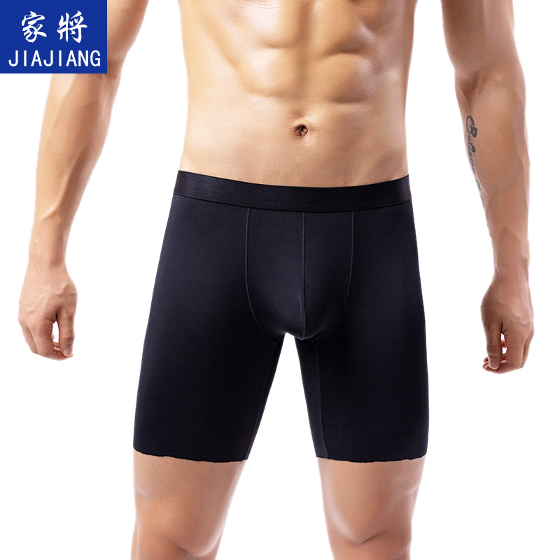 Men's Anti-wear Leg Sports Long Leg Panties Five-point Pants Men's Flat-angle Ice Silk Breathable Running Long Quick-drying Shorts