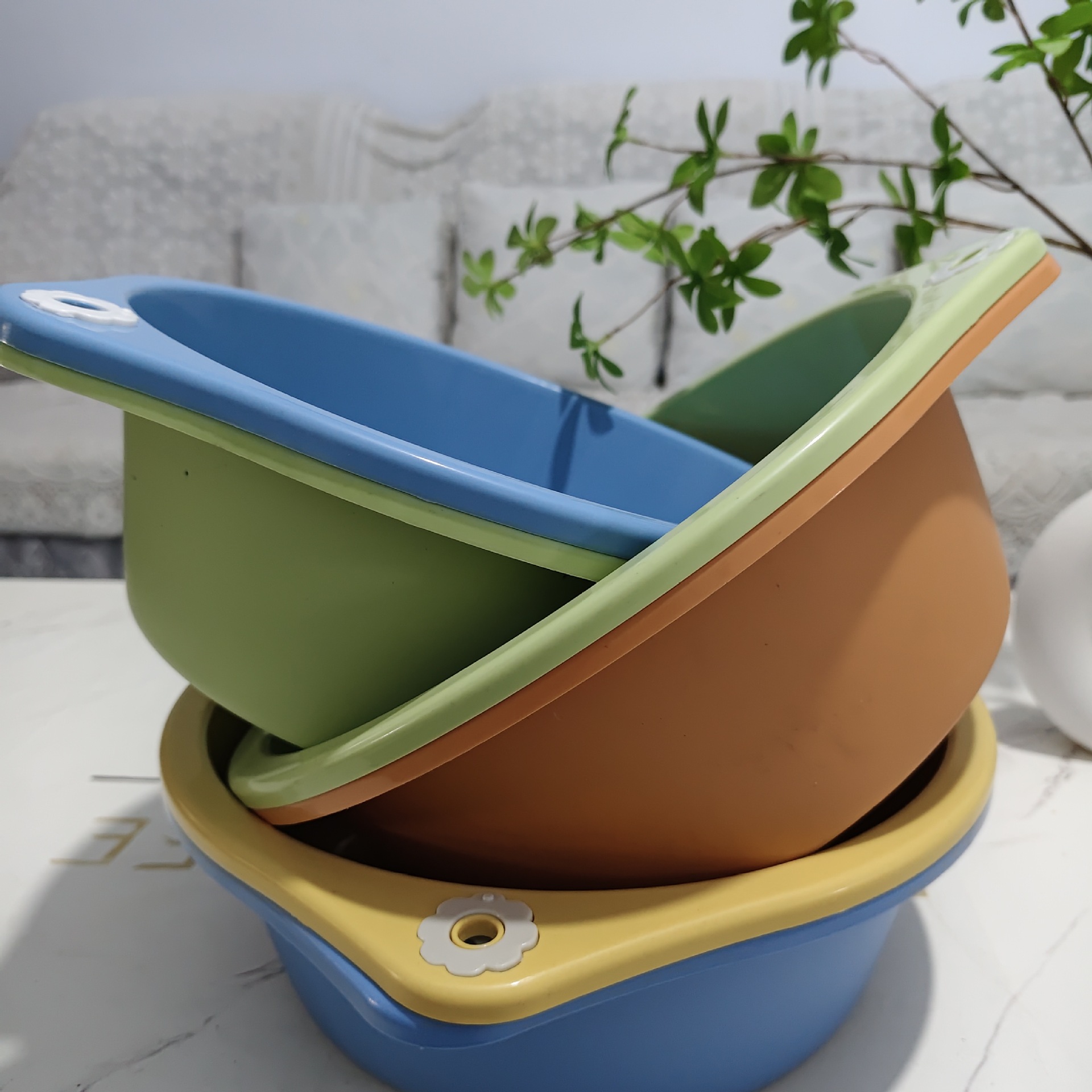Home kitchen sink washing fruit drain basket new Chinese style Chinese style double layer plastic thickened drain basket