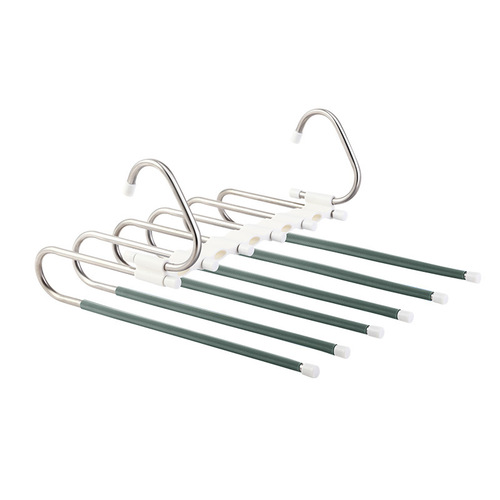 Cross-border best-selling household wardrobe traceless multifunctional storage magic multi-layer folding stainless steel pull-out pants rack