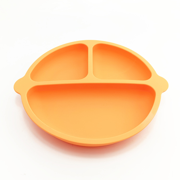 Placa de silicona de grado alimenticio tres ventosas reforzadas compartimento para niños plato de silicona plato de suplemento de alimentos infantiles en stock