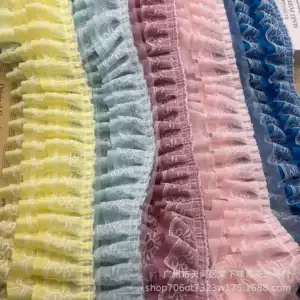 ลูกไม้ระบายตาข่าย 3 ชั้น โพลีเอสเตอร์ สำหรับตกแต่งเสื้อผ้า