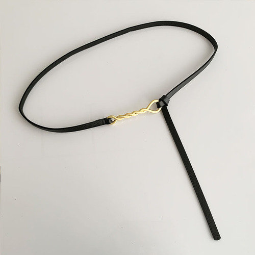 Women's knotted belt with thin decoration, dress twist buckle belt for women, black decoration with skirt girdle
