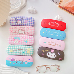 Cartoon cute girl heart student myopia glasses case little white dog Kuromi glasses storage box anti-pressure storage box