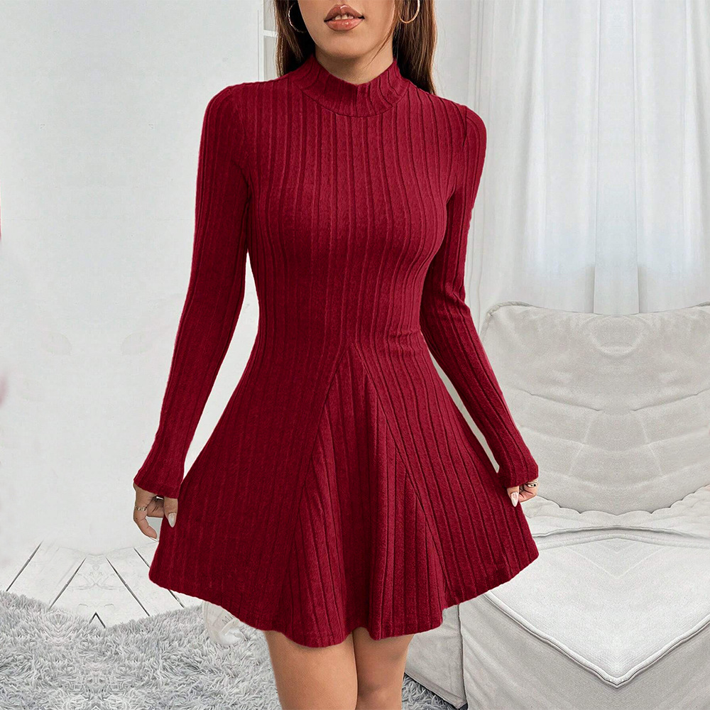 Women's Slim Fit Long-Sleeve A-Line Dress