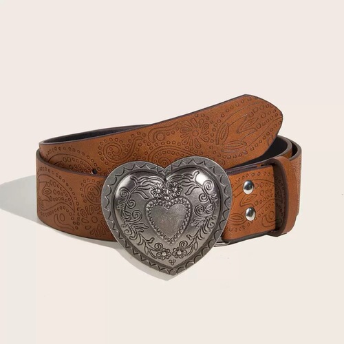European and American style spicy girl daily brown texture niche needle buckle belt special printed pattern batch belt universal for men and women 