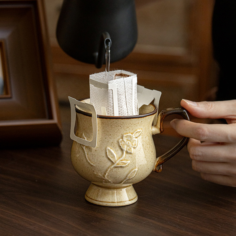 Hibiscus exquisita taza de flores, taza de cerámica francesa, taza de café, taza de agua, exportación transfronteriza.