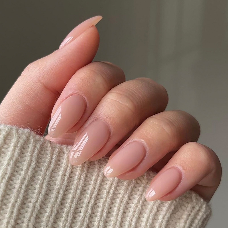 Cross-Border Popular Wearable Nails Skin Color Gradient Ins Export Manicure Nail Polish Finished Product 24 Pieces Removable Fake Nails