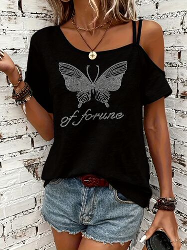 European and American cross-border plus-size women's V-neck short-sleeve t-shirts with rhinestones, added size V-neck, Amazon European and American style
