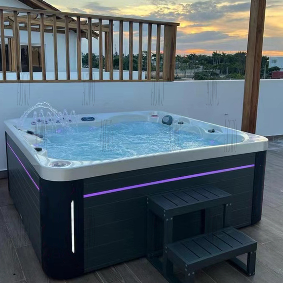 Hidromasaje acrílico al aire libre bañera de surf spa spa6 personas jacuzzi inteligente piscina de jardín