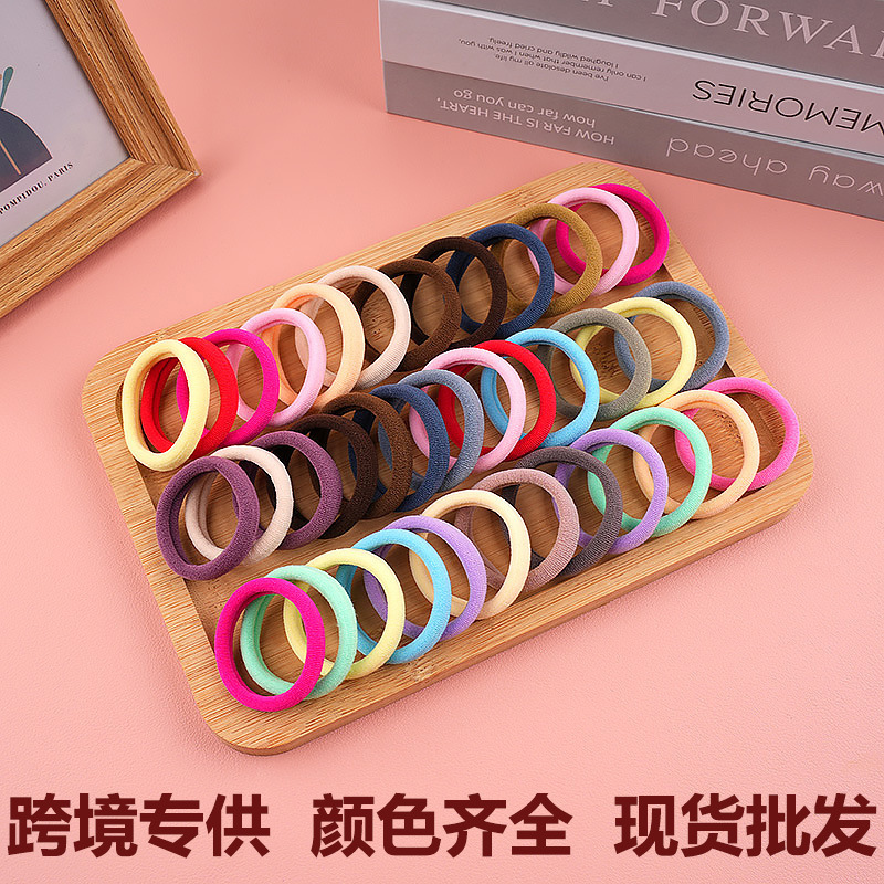 Towel Ring Manufacturer Batch Thick Black Hair Rope Headband High Elasticity Does Not Hurt Hair Large Candy Color High Ponytail Rubber Band