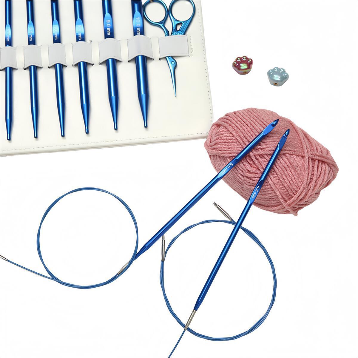 Crochet de tejido transfronterizo azul de alúmina tunecina crochet 12 conjuntos 3.0 - 10.0 paquete PU color sólido