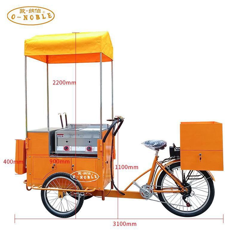 Ночной рынок Onaber, известный в Интернете киоск, тележка для закусок с жареной едой, многофункциональная тележка для еды, мобильная тележка для доставки, трехколесный велосипед с обратной ездой.