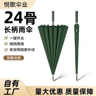 24骨雨伞自动纤维直杆伞现货商务伞超大抗风批发晴雨伞定制长柄伞