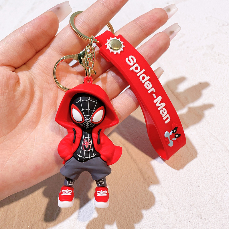 50種類の漫画マーベルスパイダーマンシリコンキーホルダーpvcペンダントバッグ車のキーペンダントギフト卸売|undefined