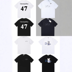 D's 夏春 Tシャツ トレンド 万能 半袖 プリント レタード コットン ゆったり ラウンドネック 絶妙な Tシャツ