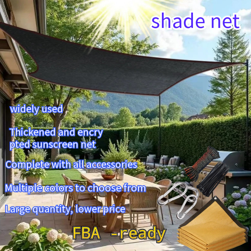 Venta al por mayor borde negro de perforación red de protección solar engrosada sombreado aislamiento térmico neto patio balcón flor sombreado sombrilla neta