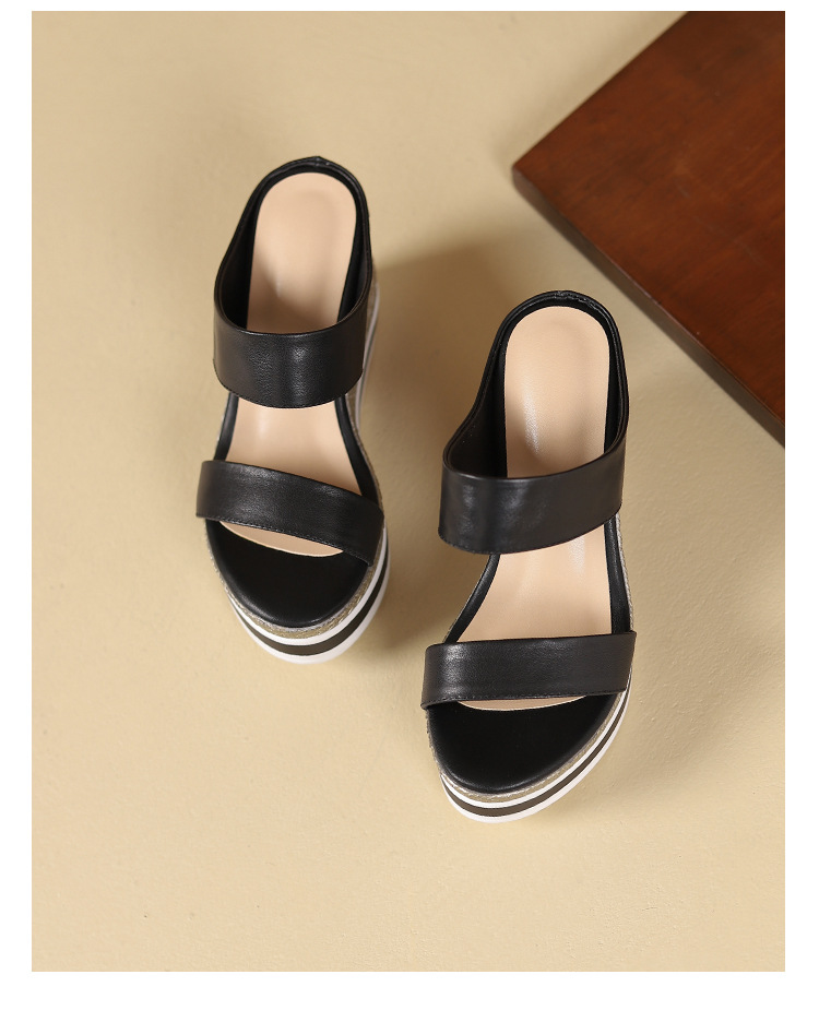 Sandal cao gót nữ đế xuồng 10 cm, hở mũi, phong cách mùa hè — đen chi tiết 12