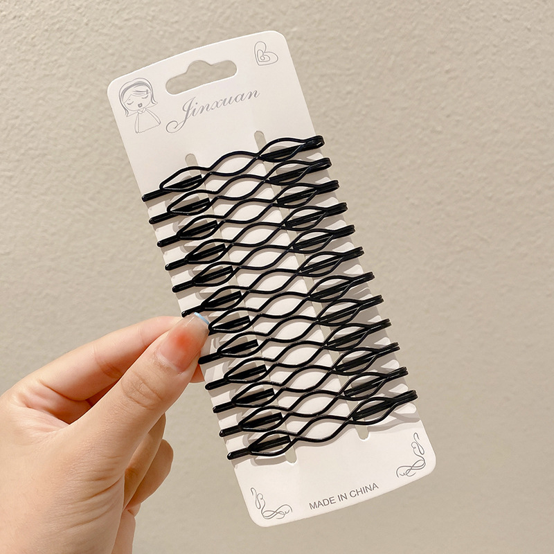 Tarjeta de clip de una sola palabra negra simple para niñas 2025 nuevo clip de cabello roto en la parte posterior de la cabeza tocado horquilla de flequillo de celebridades de Internet