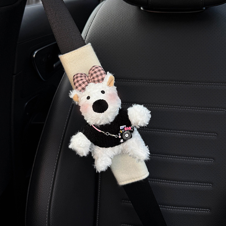 Car Seat Belt Shoulder Pads, Cute Protective Covers, Car Interior Accessories, Seat Belt Decoration, Anti-Collision Covers, West Highland Dolls for Women