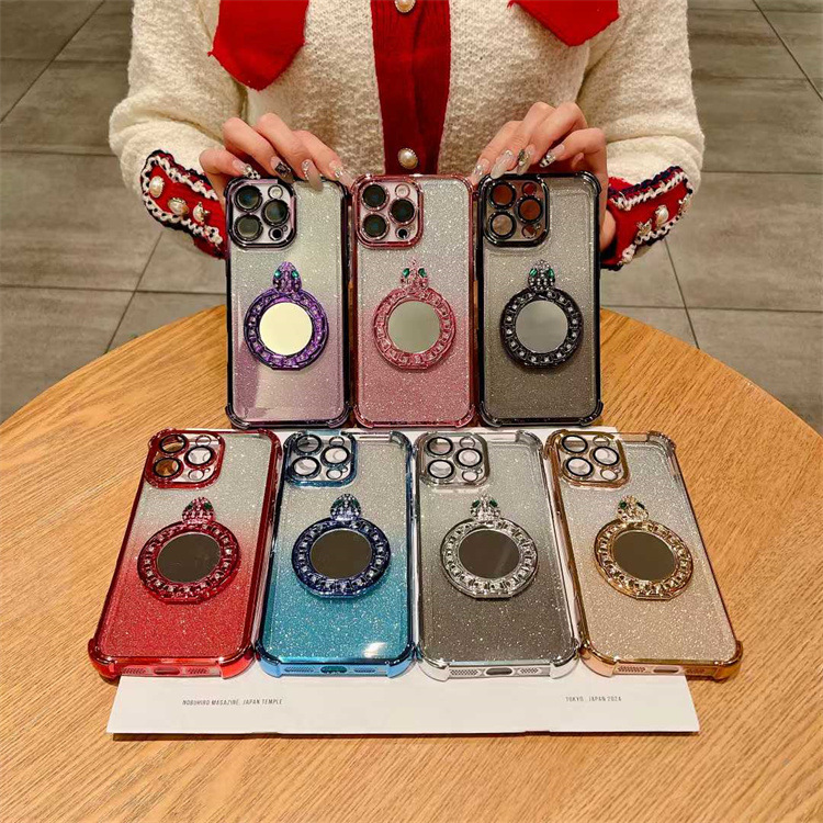 Suitable for Motorola Edge70 Phone Case Airbag Motog06 Rhinestone Glitter Makeup Mirror G56 Electroplating G86