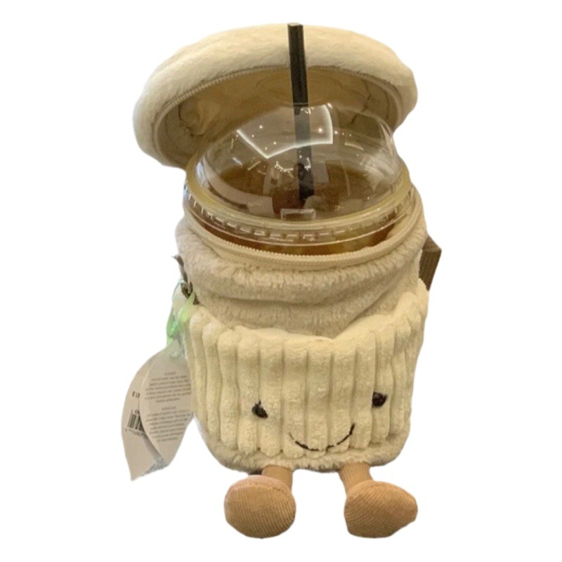 British Coffee Milk Tea Bag 2024 New Crossbody Women's Bag Plush Bag ins Entourage Toy Cup Set
