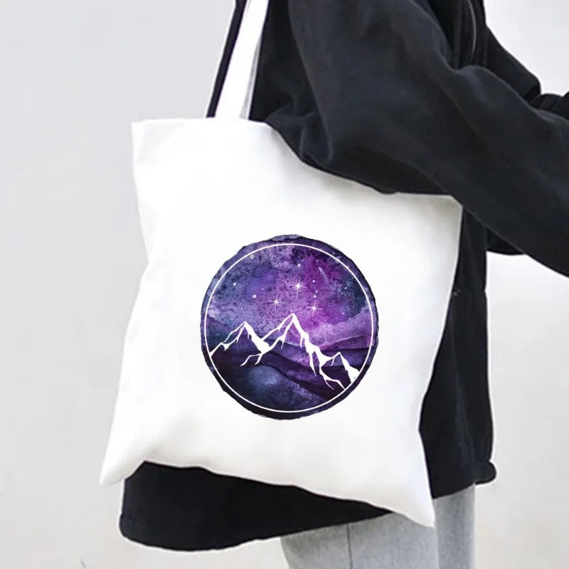 雾与怒的宫廷印花帆布袋单肩包屋风书夜月星翼展折叠袋手提购物袋