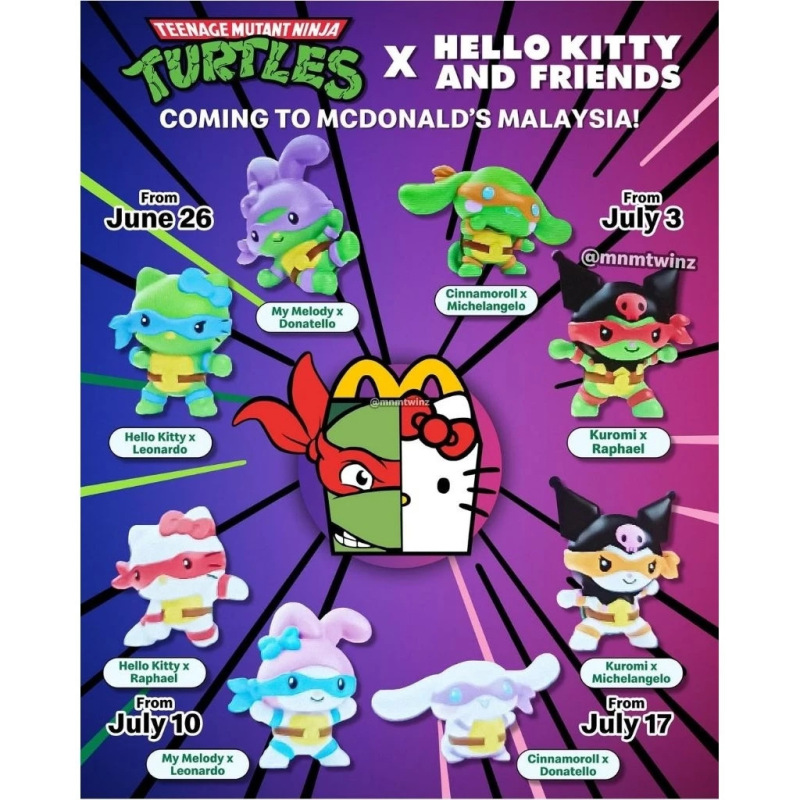 TURTLES手办模型玩偶麦当劳联名款三丽鸥忍者神龟库洛米系列玩具|undefined