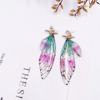 Cross -border S925 temperament butterfly crystal earrings Female personality cicada wings wings gradient color fresh earrings manufacturers hot sales