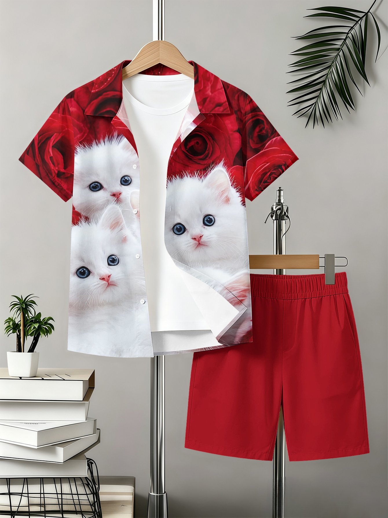 Jungen Set Mit Blumenmuster Hemd Und Shorts Für Den Sommer_voghion.com
