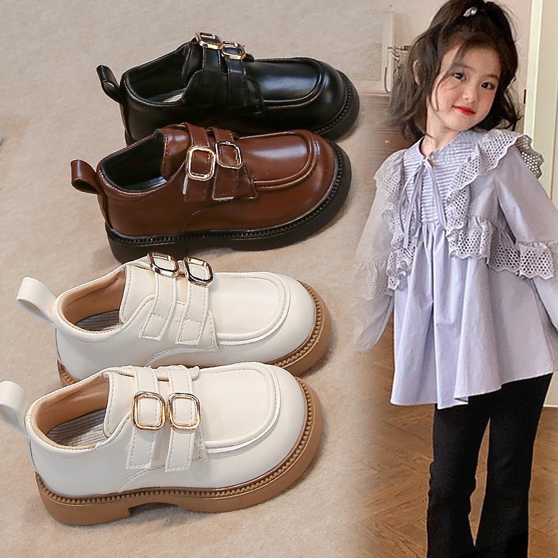 Zapatos de cuero estilo princesa para niñas, nueva colección primavera-otoño 2026, mocasines elegantes estilo británico para estudiantes, zapatos de moda.