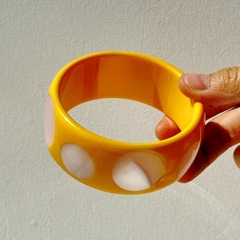 日韓風カラーファッション幾何学円形猫眼波点ドット樹脂ブレスレット