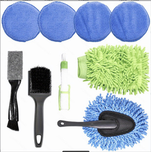 Cross-Border 9-Piece Set 5inch Blue Finger Cots Hand Waxing Artifact Sponge Scrubbing Polishing Tool Car Wash Brush